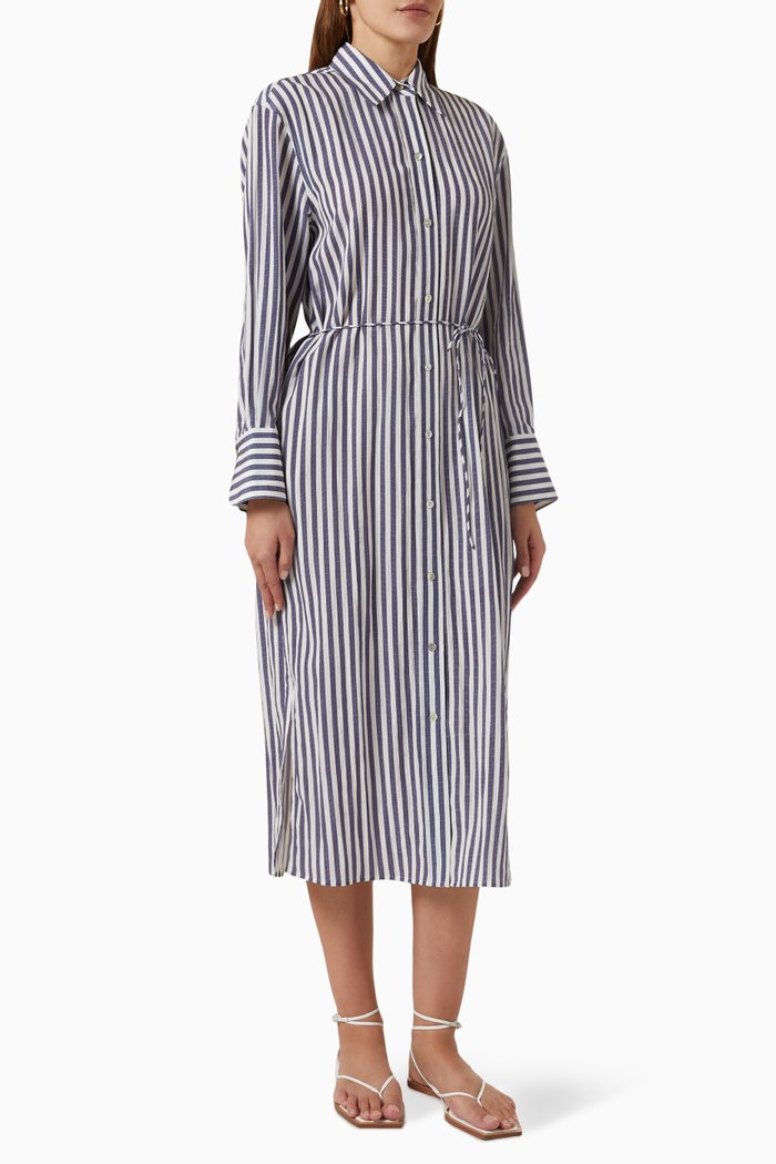 

Coastal Stripe Shirt Dress, Blue