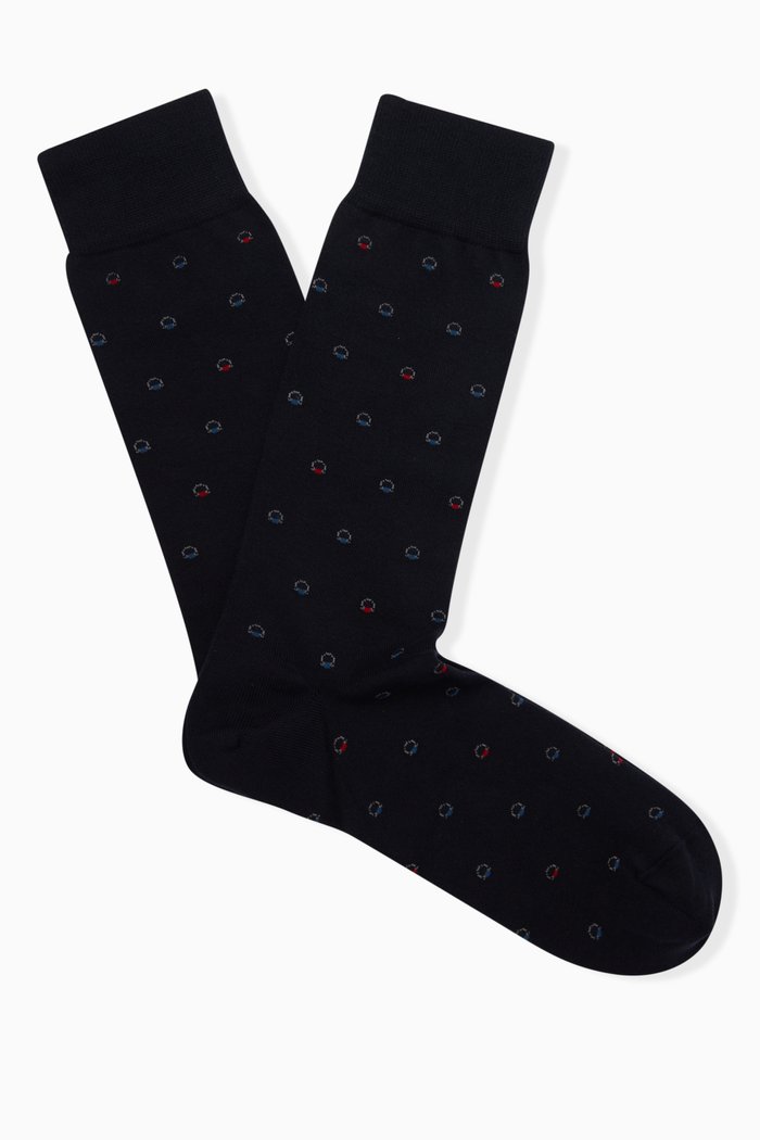 

Gancini Medium Socks in Jacquard Weave, Blue