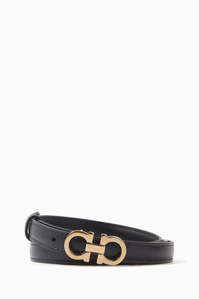 

Slim Gancini Belt in Leather, Grey