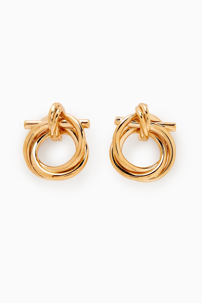 

Gancini Twisted Stud Earrings in Metal, Gold