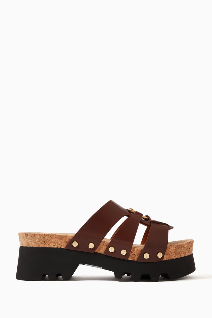 

Owena Chunky Mules in Leather, Brown