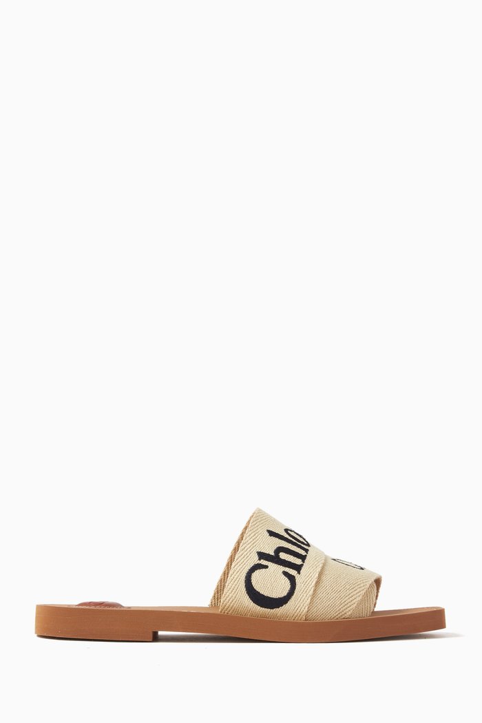 

Woody Square-toe Flat Sandals in Linen, Neutral