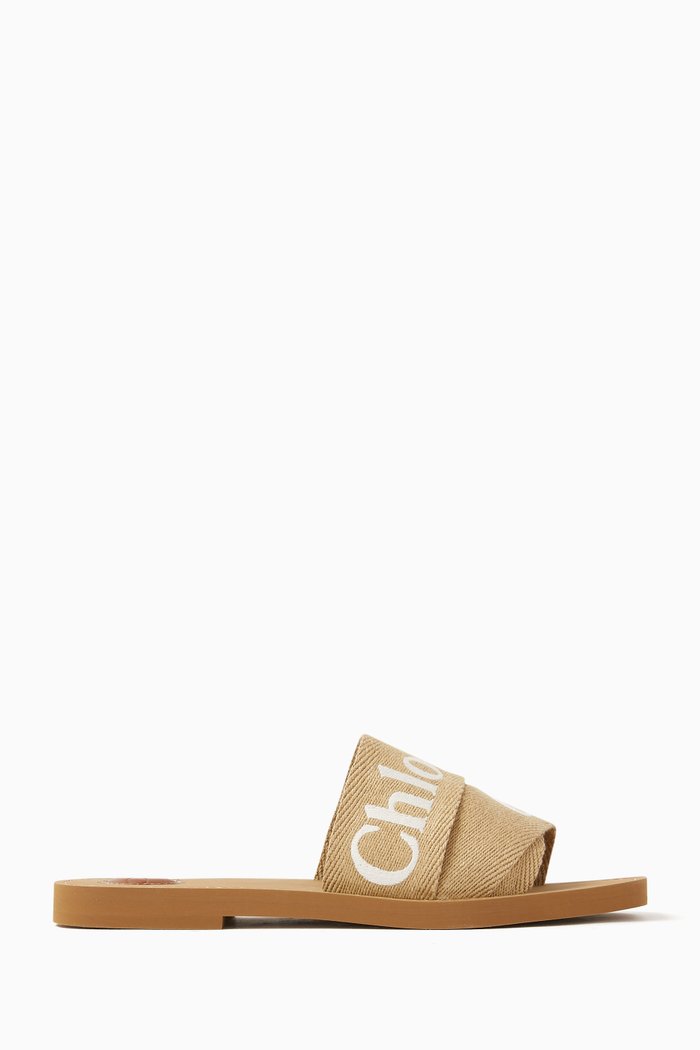 

Woody Square-toe Flat Sandals in Linen, Neutral