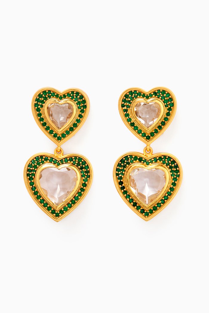 

Diva Drop Earrings in 24kt Gold Plating, Green