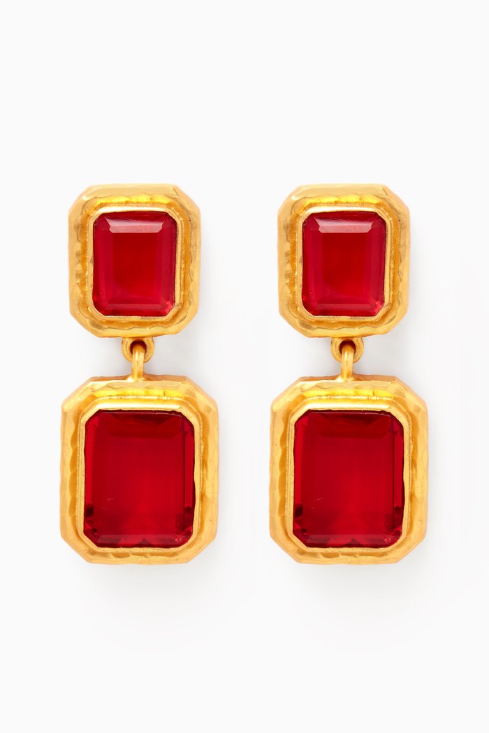 

Fierce Clip-on Earrings in 24kt Yellow Gold-plating, Red