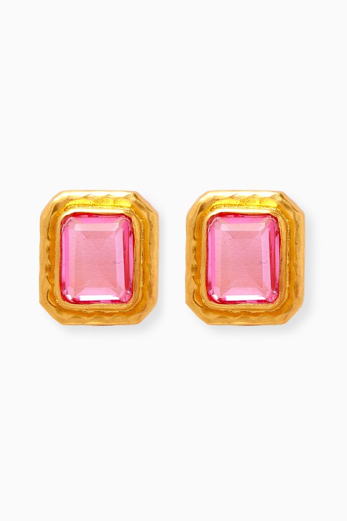 

Scandal Stud Earrings in 24kt Gold-plated Brass, Pink