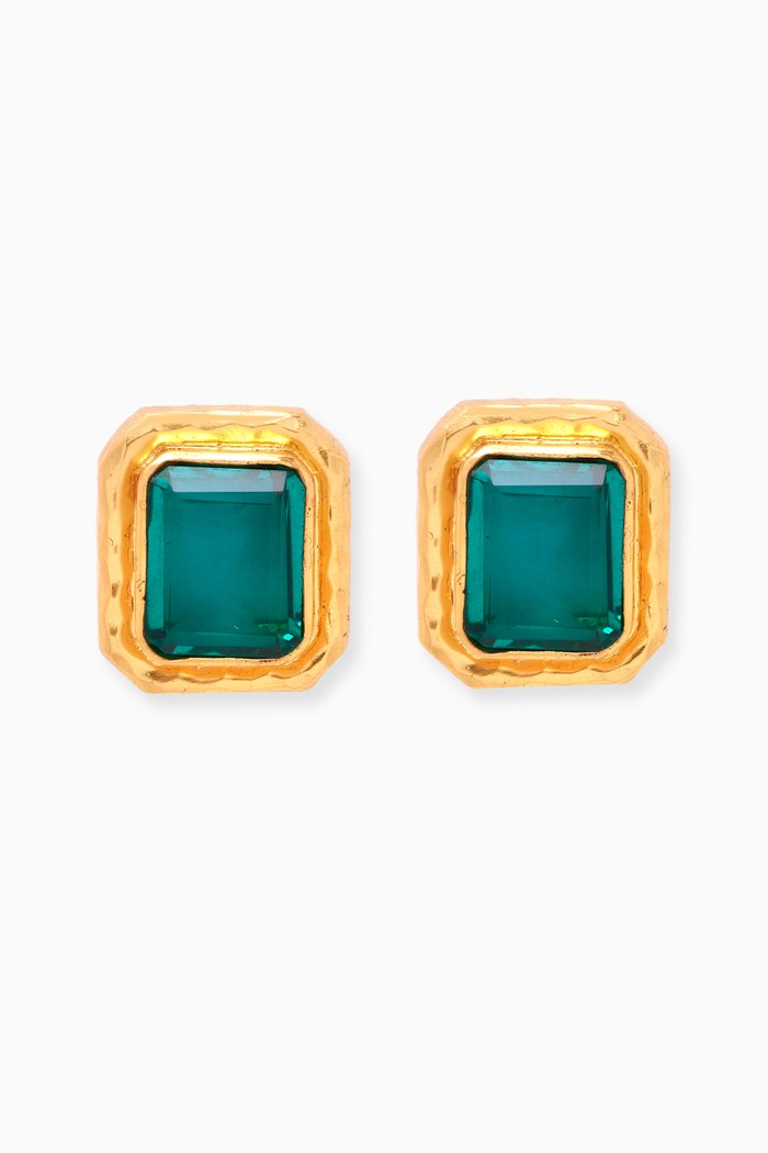 

Scandal Clip-on Earrings in 24kt Yellow Gold-plating, Green