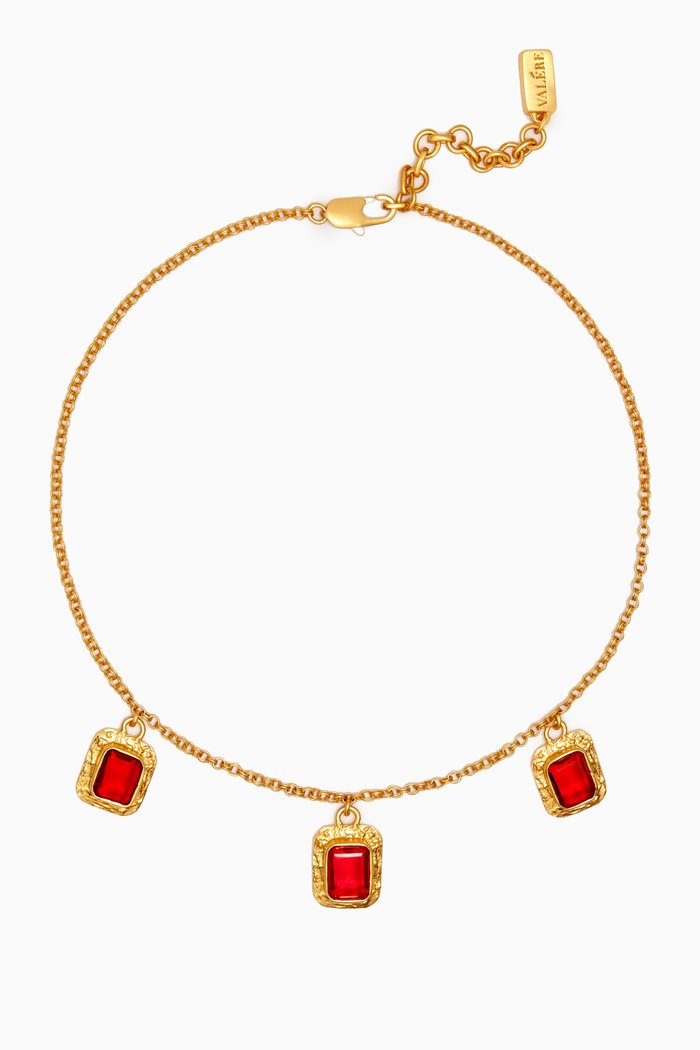 

Bonny Chain Hearts Necklace in 24kt Yellow Gold-plating, Red
