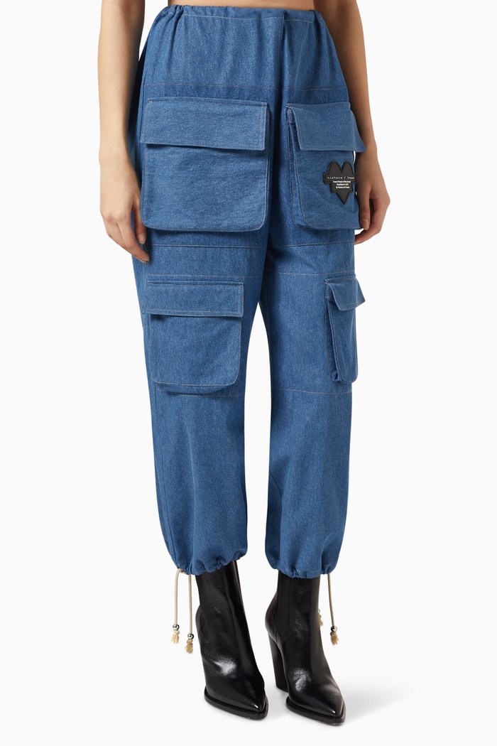 

Reversible Eyelet Heart Pants in Denim, Blue