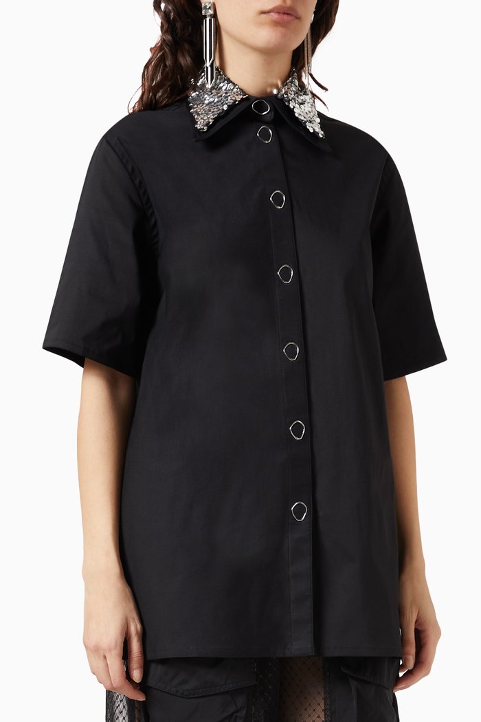 

Reversible Shirt in Stretch Cotton, Black