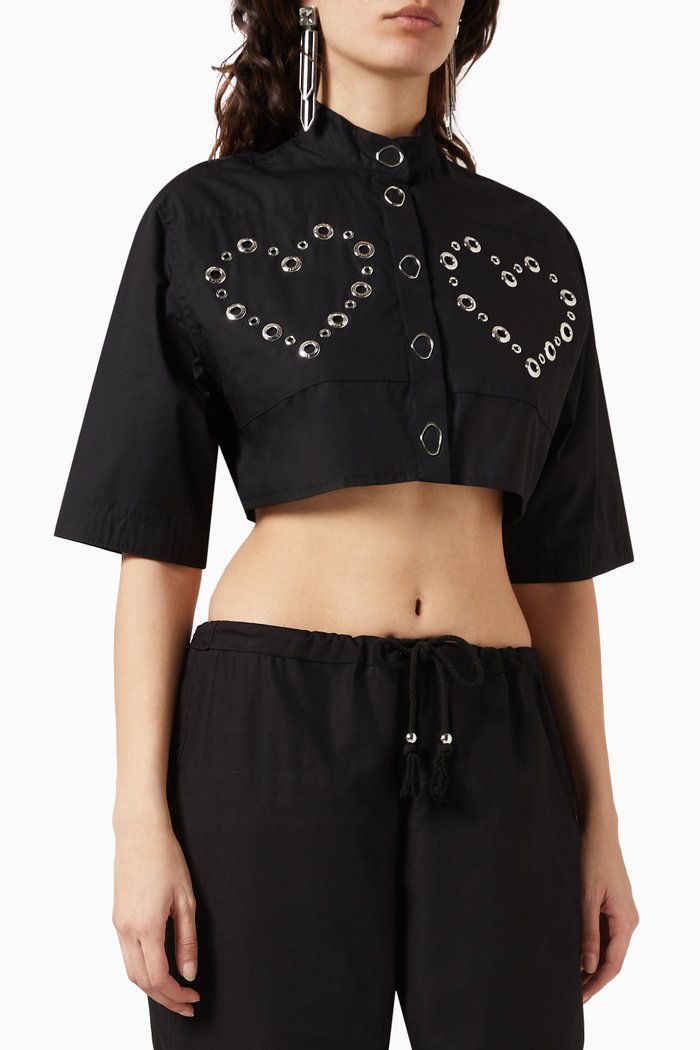 

Reversible Cropped Shirt in Cotton, Black