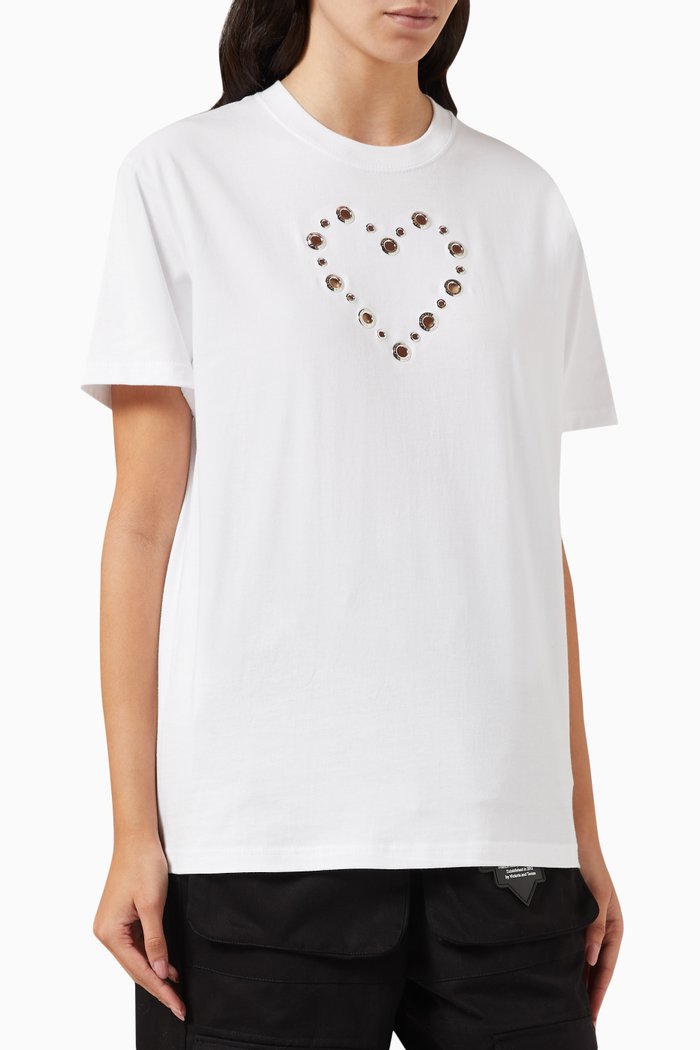 

Eyelet Heart T-shirt in Jersey, White
