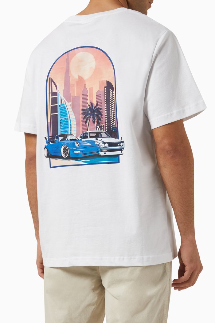 

Dean Dubai Print T-shirt in Cotton Jersey, White
