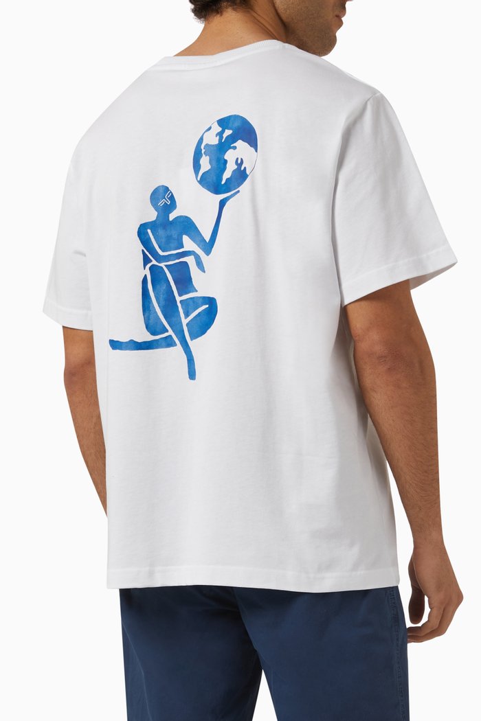 

Nelson Globe Print T-shirt in Cotton Jersey, White