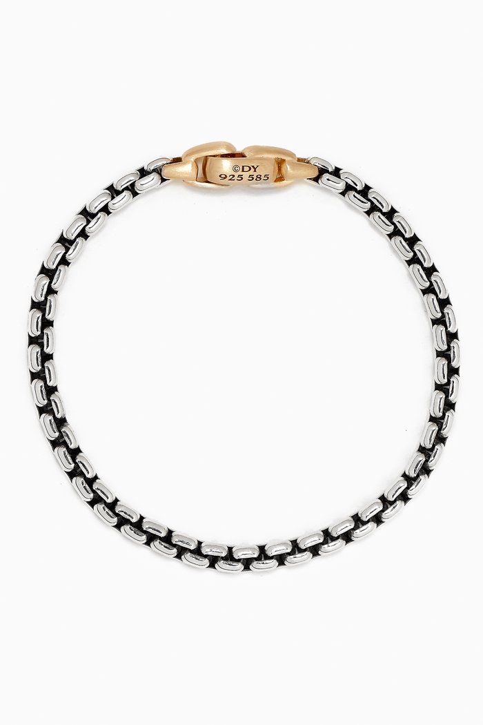

Box Chain Bracelet in Sterling Silver with 14kt Yellow Gold, 5mm