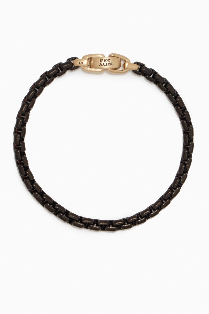 

Box Chain Bracelet in Stainless Steel with 14kt Yellow Gold, 5mm, Black