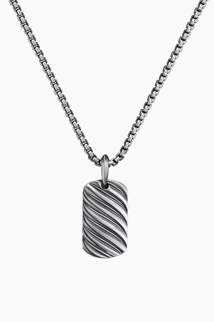 

Sculpted Cable Tag in Sterling Silver, 27mm