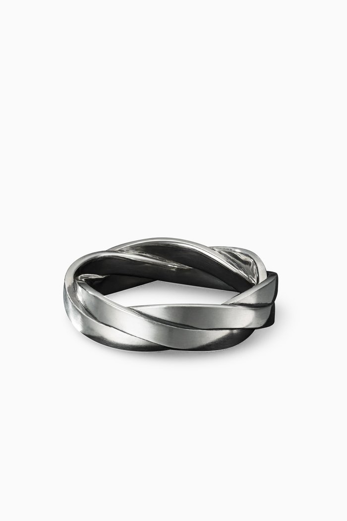 

DY Helios™ Band Ring with Pavé Black Diamonds in Sterling Silver, 6mm