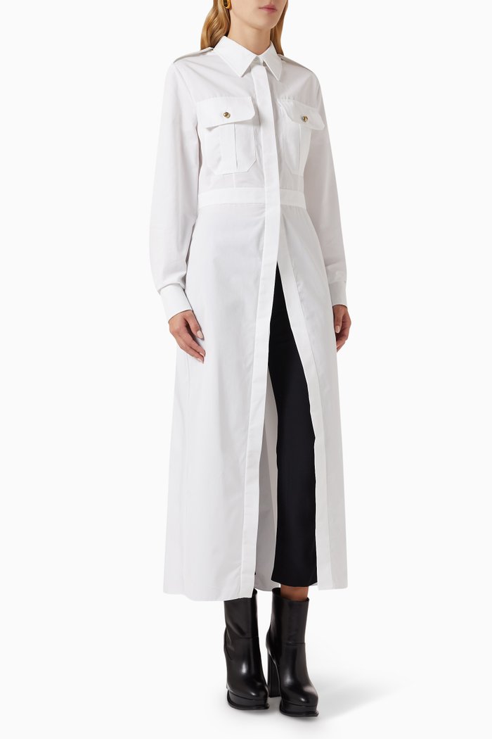 

Cutaway Miltary Shirt in Poplin, White