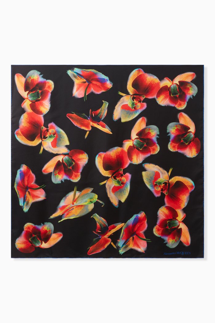 Orchid Scarf in Silk, Black