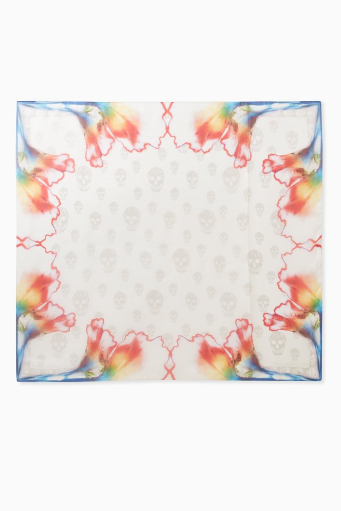 

Solarised Garnet Foulard in Silk Chiffon, White
