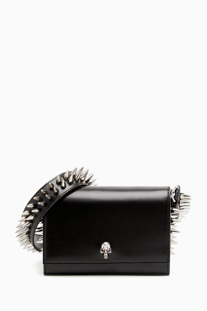 

Small Biker Skull Bag in Calfskin Leather, Black