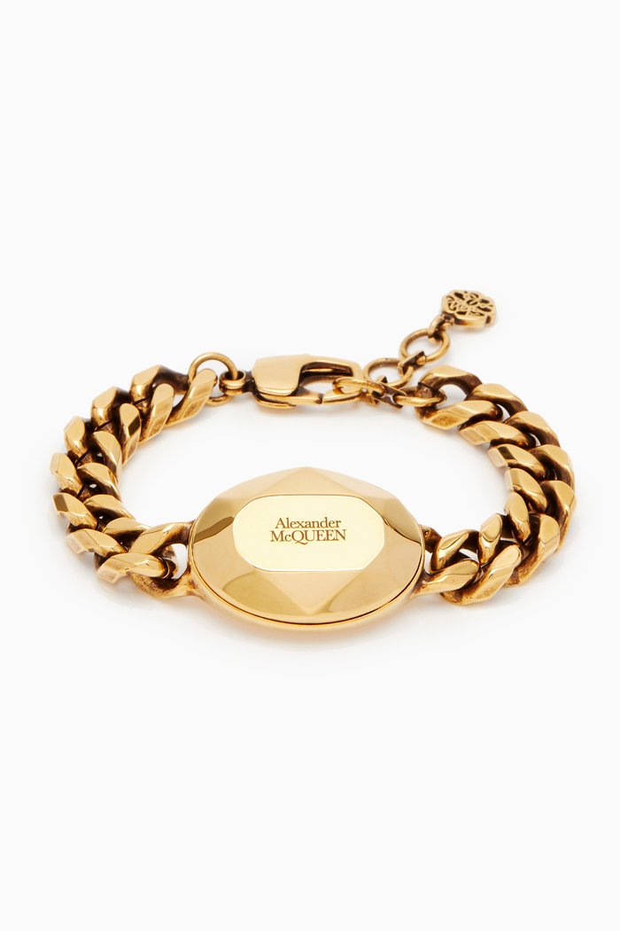 

Faceted Stone Chain Bracelet in Eco-brass, Gold