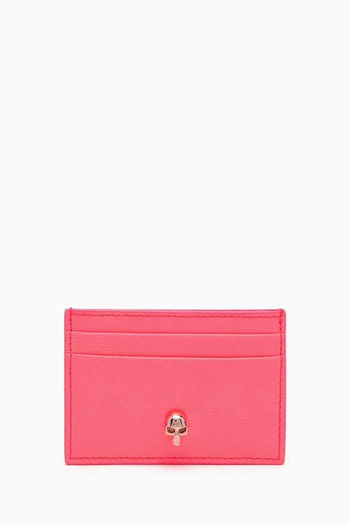 

Skull Card Holder in Calf Leather, Purple