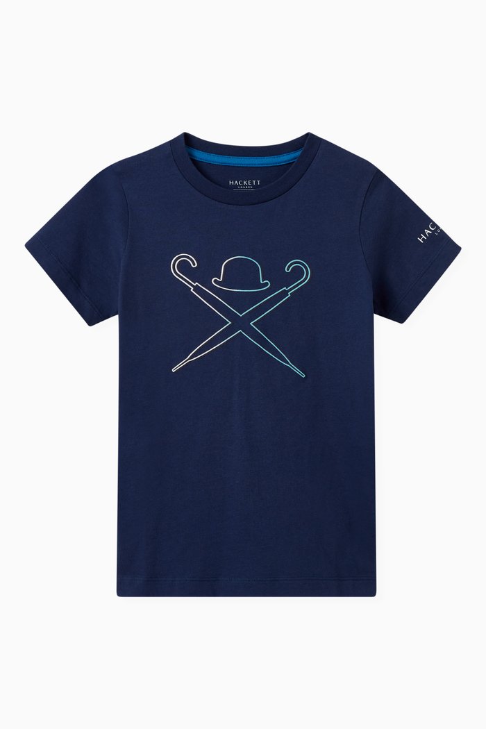 Logo Print T-Shirt in Cotton, Blue