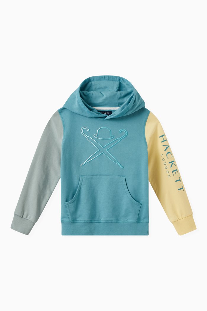 

Colourblocked Logo Print Hoodie in Cotton, Multicolour