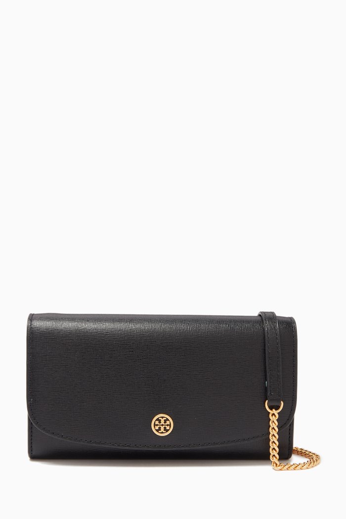 

Robinson Chain Wallet in Leather, Black