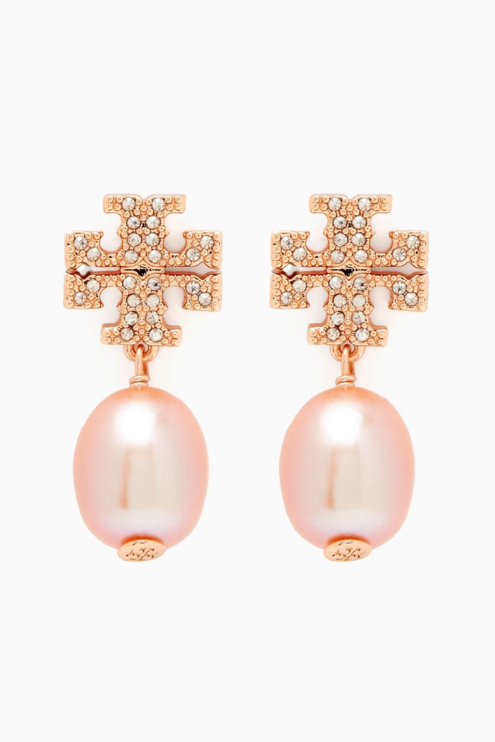 

Kira Pavé Pearl Drop Earrings in 18kt Gold-plated Metal, White