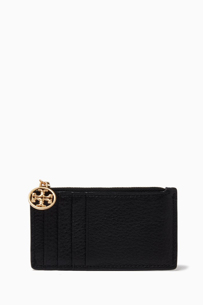 

Miller Top-zip Card Case in Leather, Black