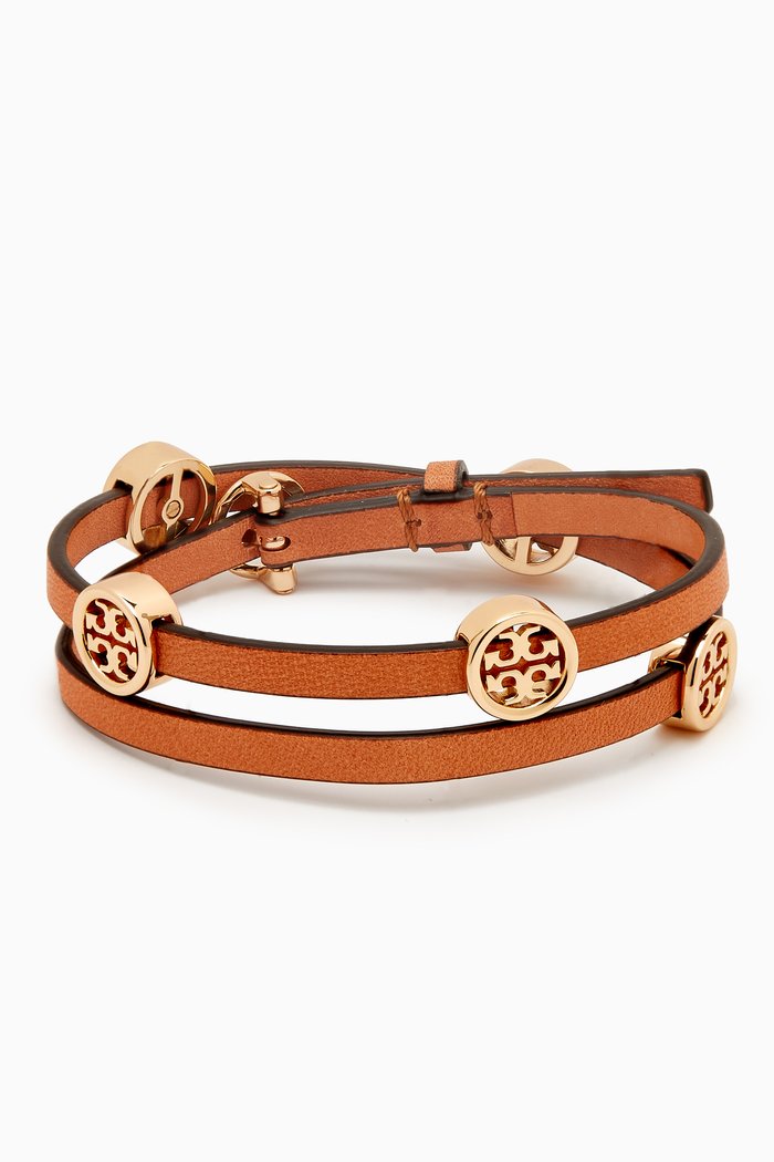 

Miller Double-wrap Bracelet in Leather, Gold