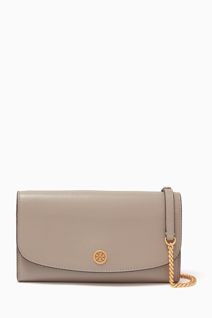 

Robinson Chain Wallet in Leather, Grey