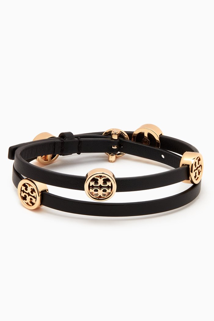 

Miller Double-wrap Bracelet in Leather, Gold
