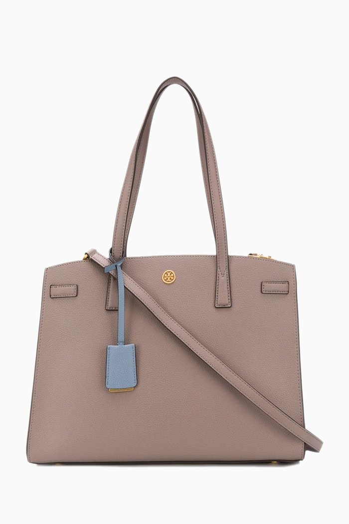 

Walker Satchel Bag in Leather, Grey