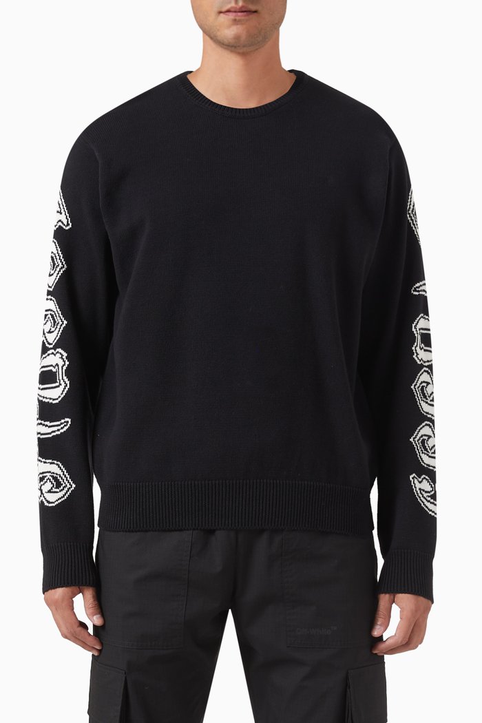 

Sleeve Logo Sweater in Cotton, Black