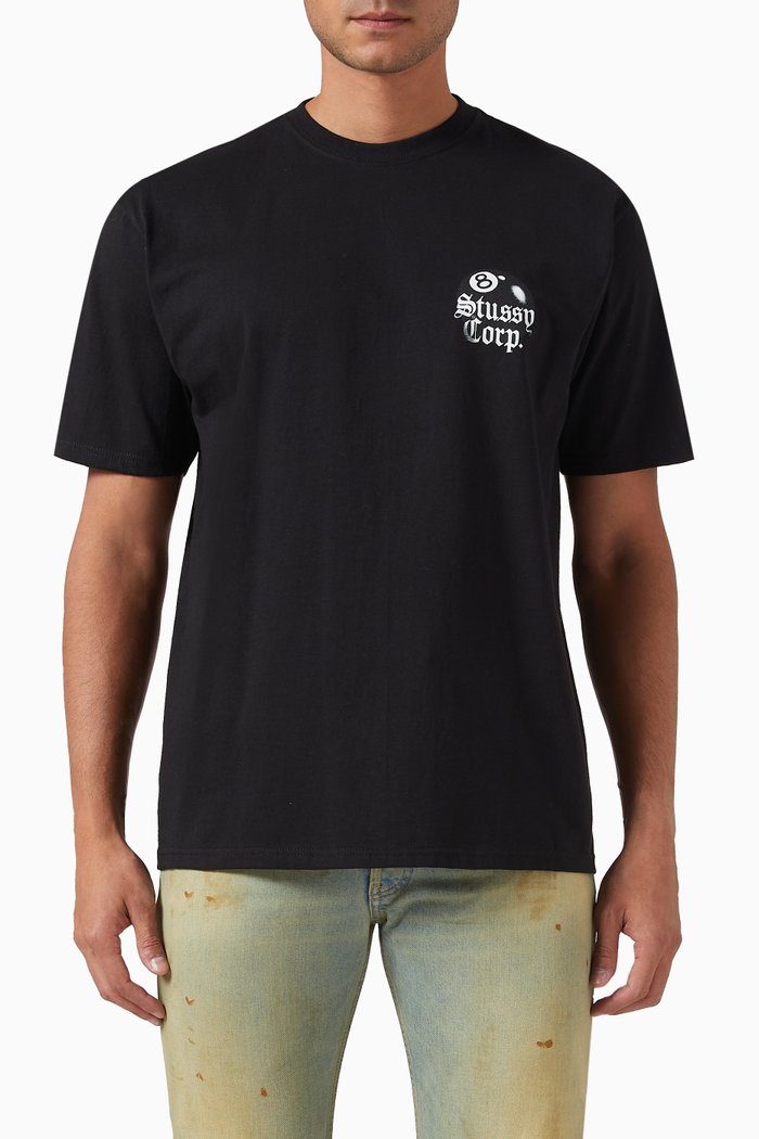 

8-Ball Logo Print T-shirt in Cotton, Black