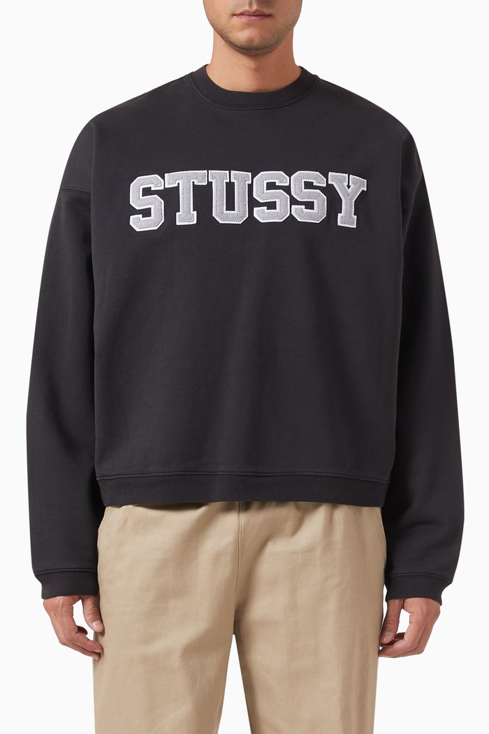 

Logo Oversized Crewneck Sweater in Cotton, Black