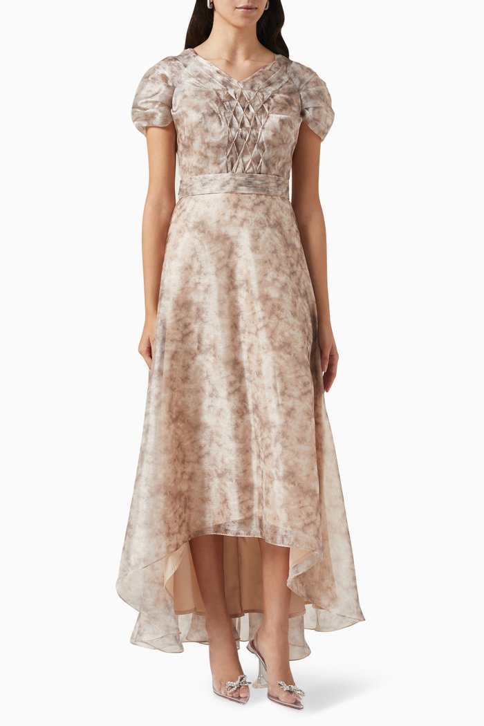 

Printed Asymmetrical Dress, Neutral