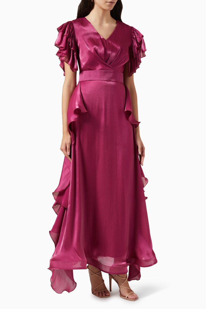 

Ruffle Gown in Satin, Pink