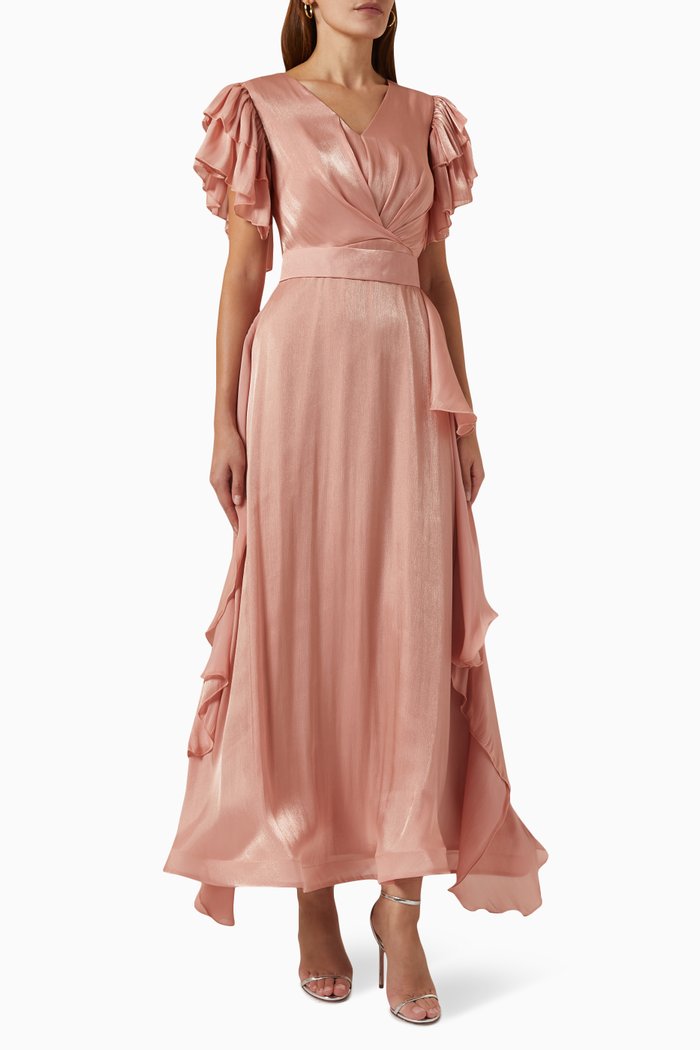 

Ruffle Gown in Satin, Pink