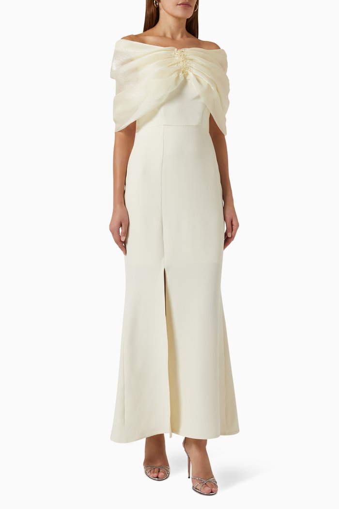 

Off-shoulder Maxi Dress, Neutral