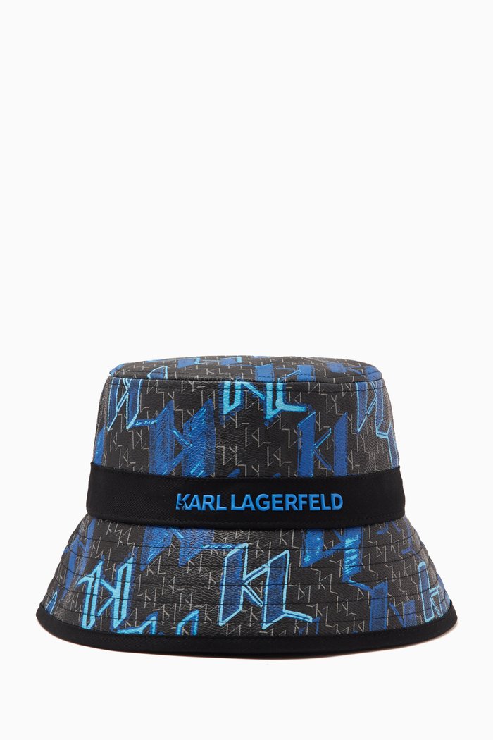 

K/Monogram Graffiti Bucket Hat in Faux Leather, Black