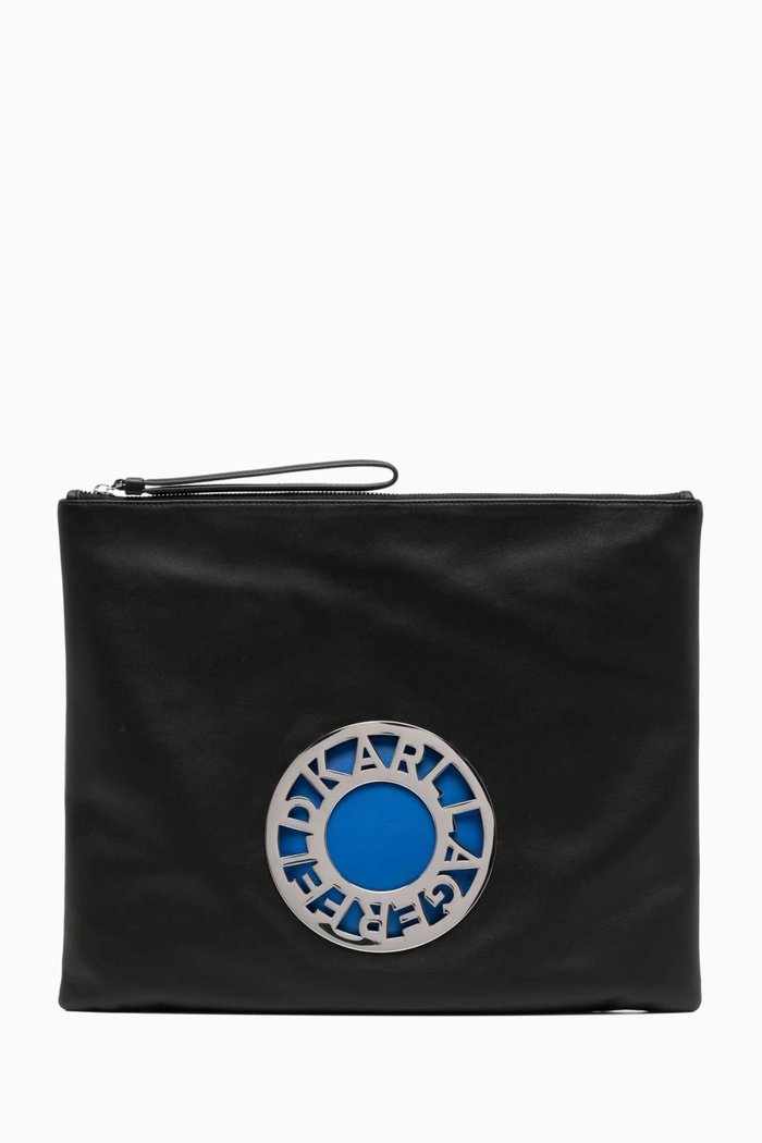 

K/Disk Clutch in Faux Leather, Black