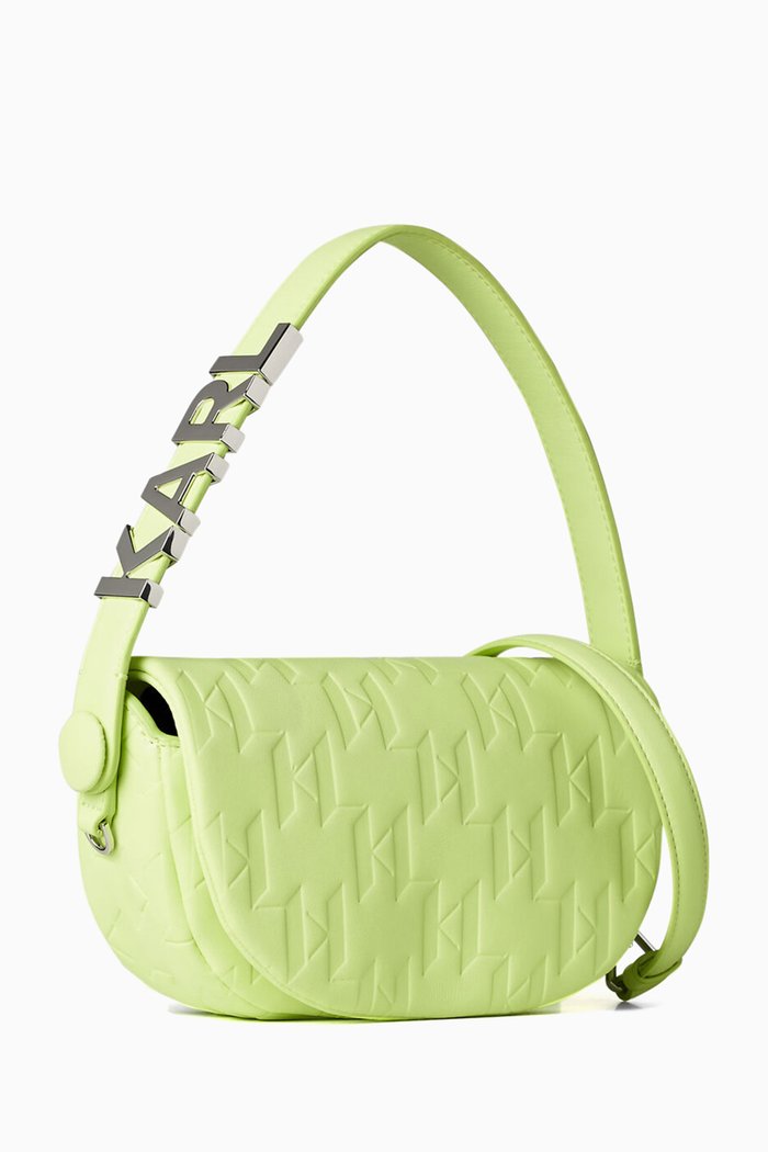 

Small K/Swing Baguette Bag in Faux Leather, Green