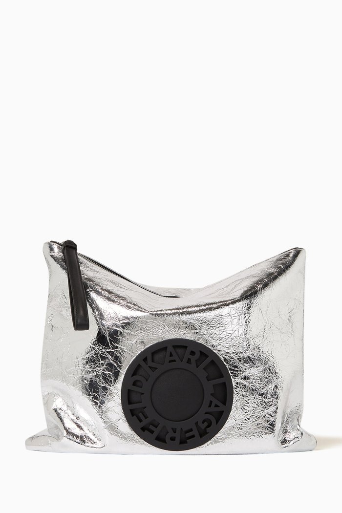 

K/Disk Clutch in Metallic Leather, Silver