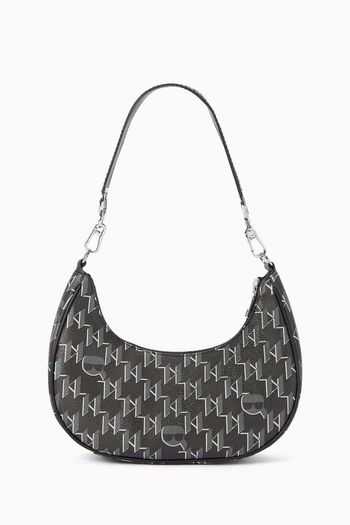 

K/Ikonik 2.0 Monogram Moon Bag in Coated Canvas, Black