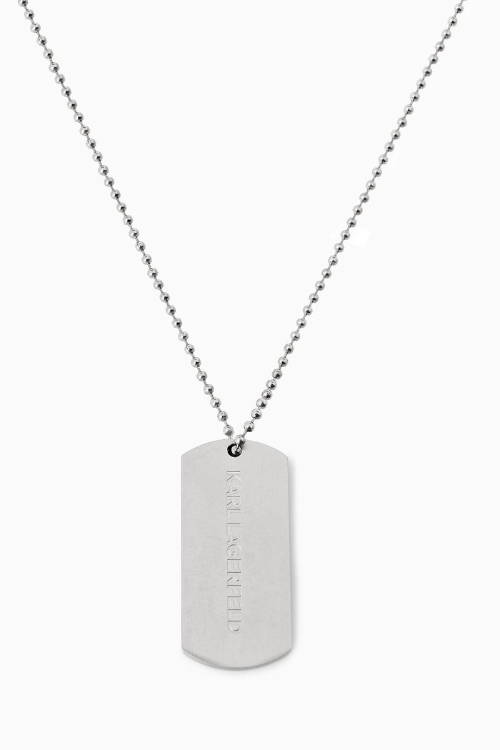 

K/ID Plaque Tag Necklace in Stainless Steel, Multicolour